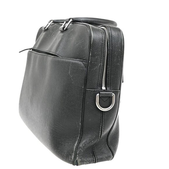LOUIS VUITTON LV Logo Igor Business Hand Bag Taiga Leather Black - Picture 4 of 5